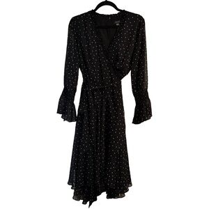 Tahari Black Wrap Dress with White Polka Dots